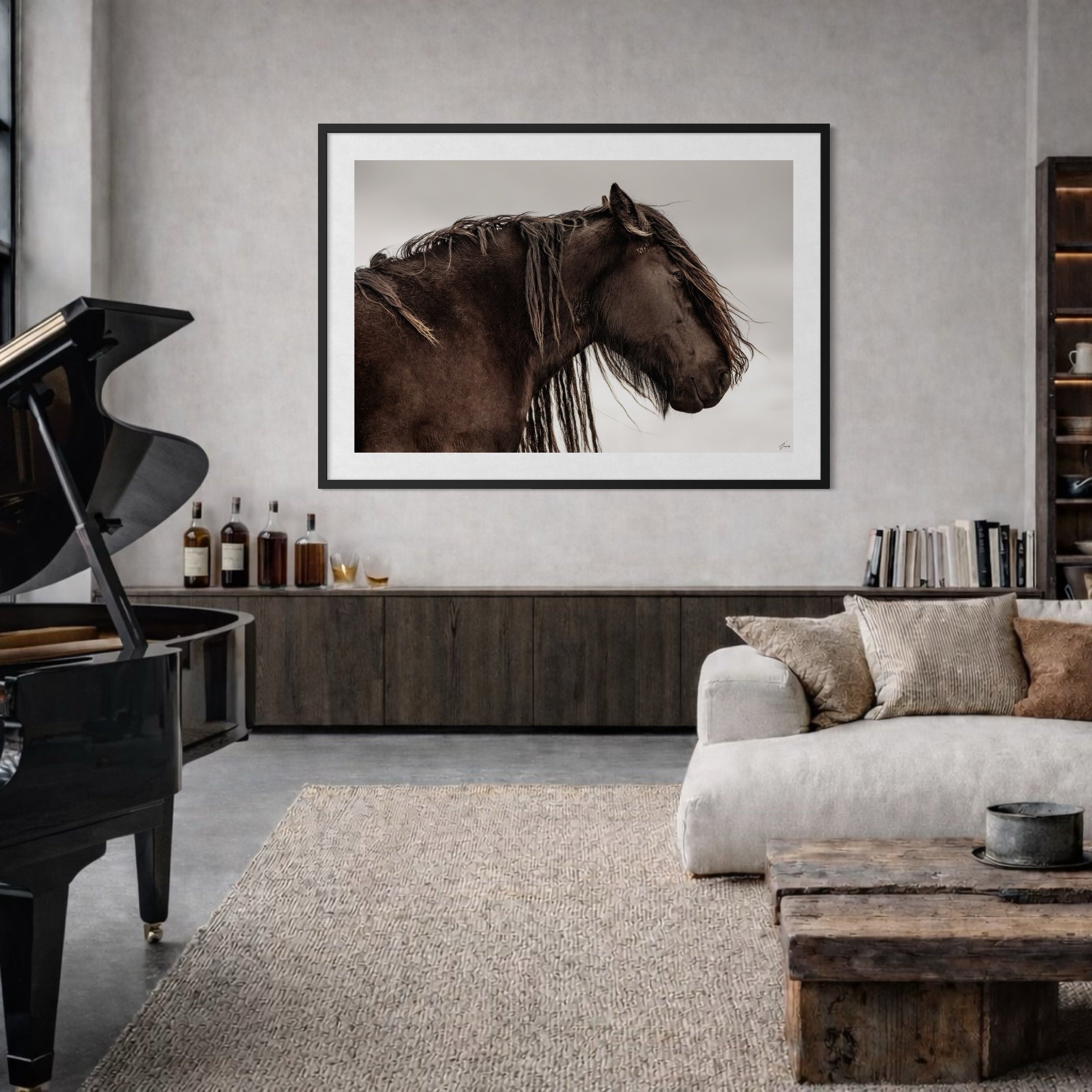 brown horse framed photography print
