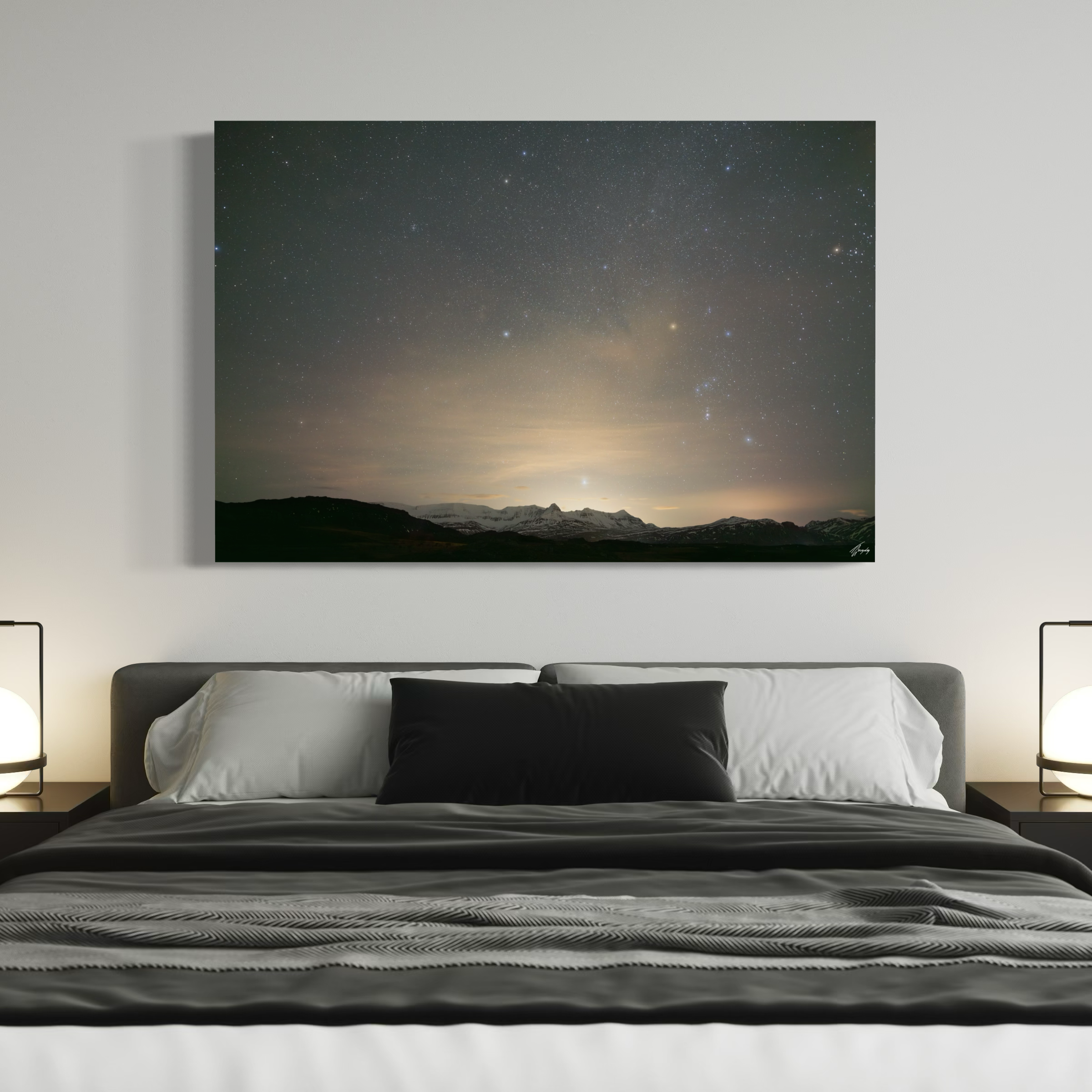 Galaxy wall decor stretched canvas print deep space stars and natural night tones ideal for modern bedrooms