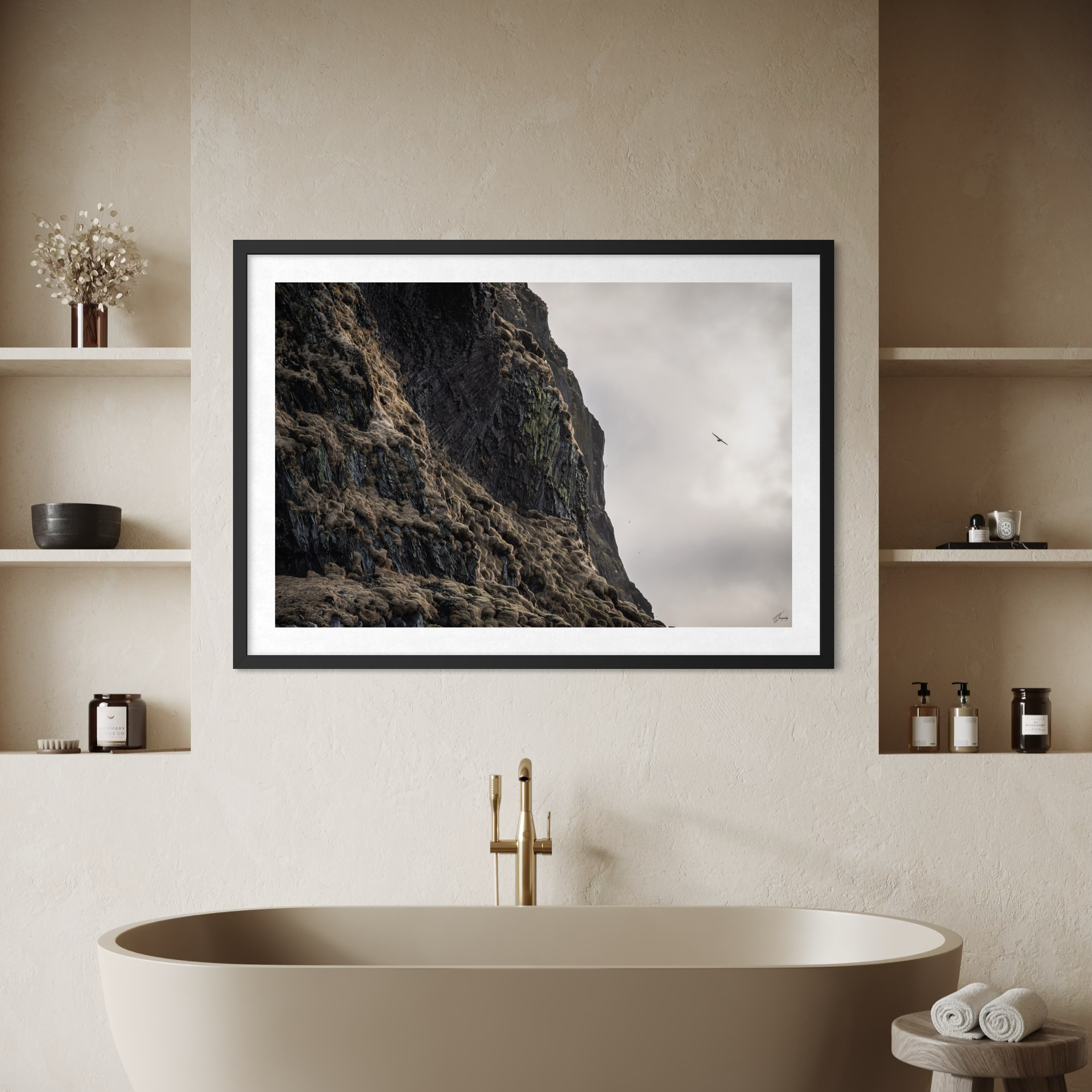 Bohemian wall art print Iceland birds nesting scene relaxed composition perfect for boho and organic interior styling