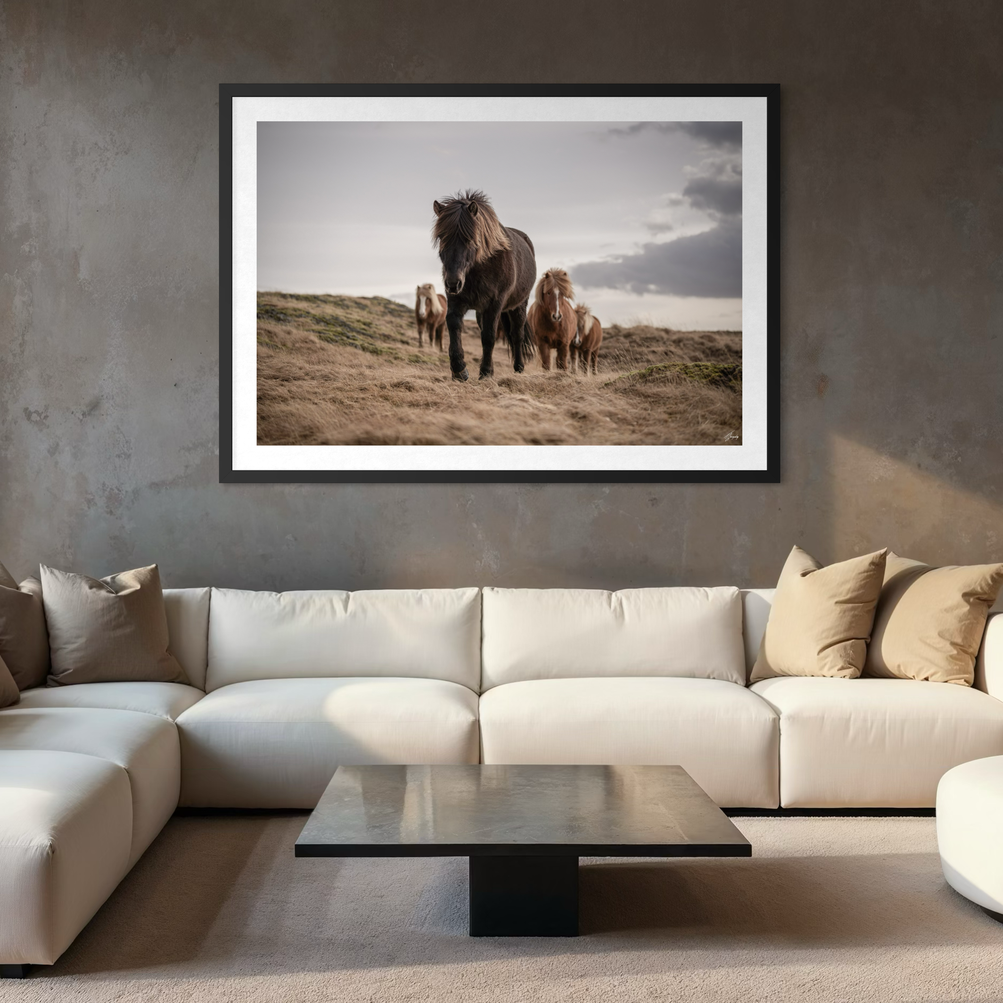 Fine art paper print Icelandic horses calm composition elegant gallery wall art minimalist nature photography