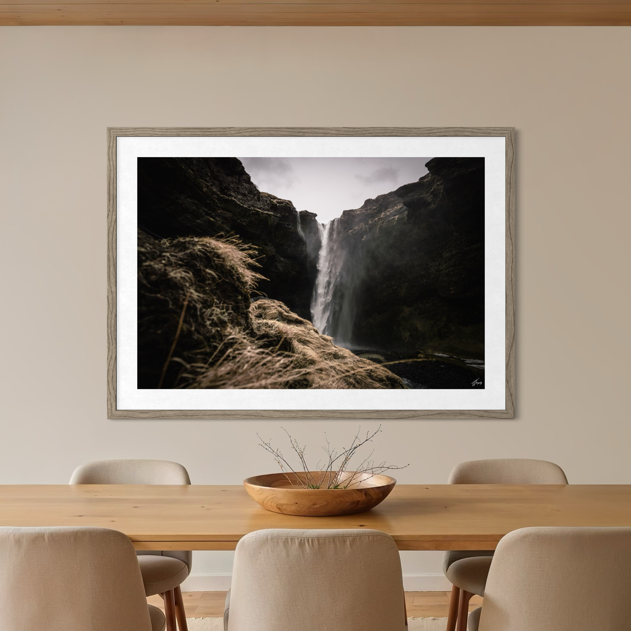 Fine art paper print Iceland waterfall powerful flow elegant gallery wall art dynamic nature photography